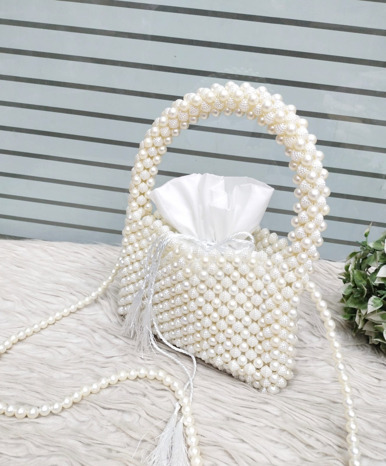 White Pearl Crossbody Bag